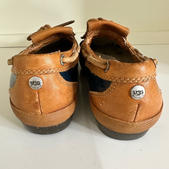 Womens Navy UGG Australia Ashdale Leather Slip On Duck Shoes - Picture 6 of 6